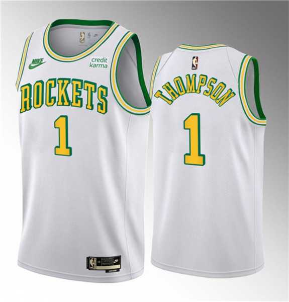 Men%27s Houston Rockets #1 Amen Thompson White 2023 Draft Classic Edition Stitched Basketball Jersey->houston rockets->NBA Jersey